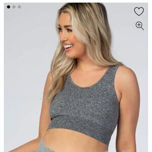 Heather Grey Ribbed Maternity Sports Bra